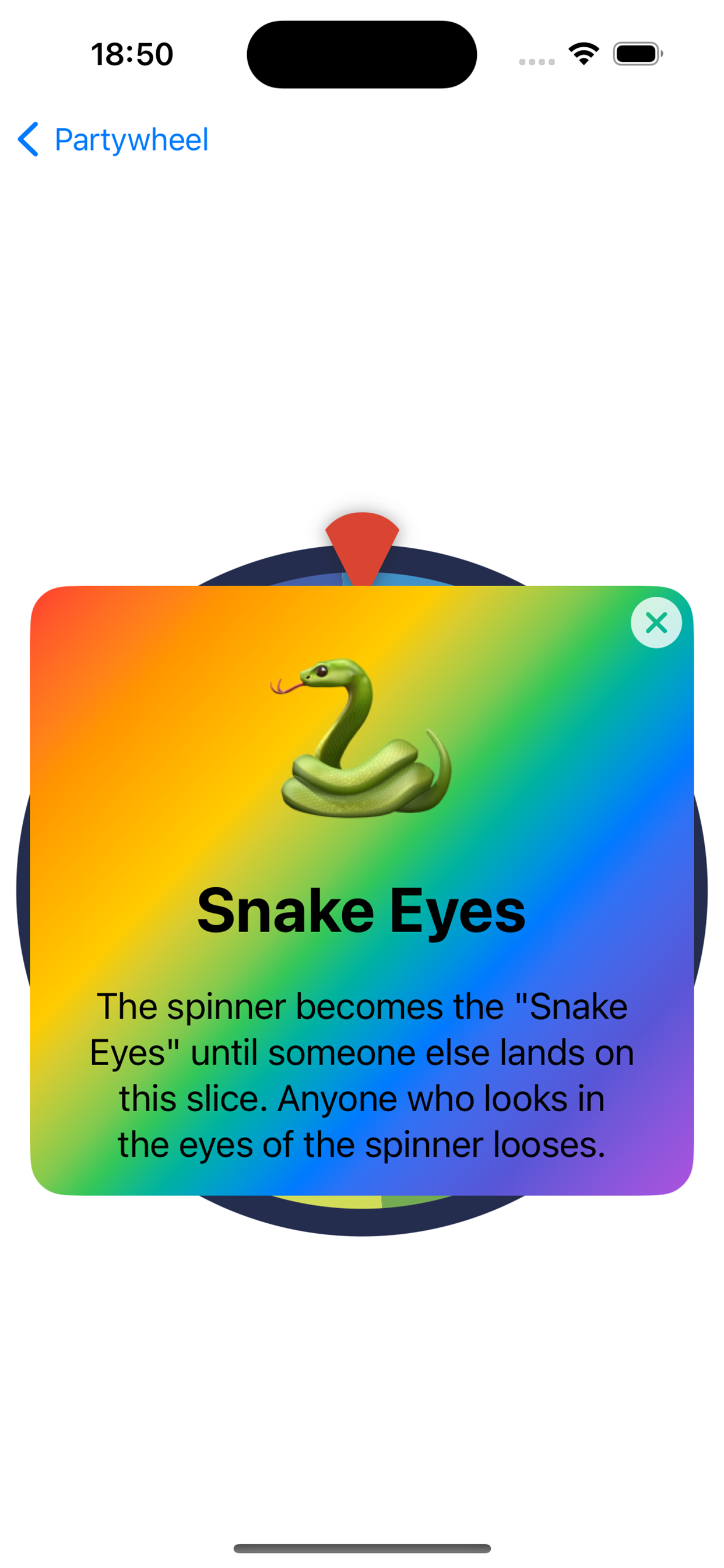 Screenshot der App Partywheel